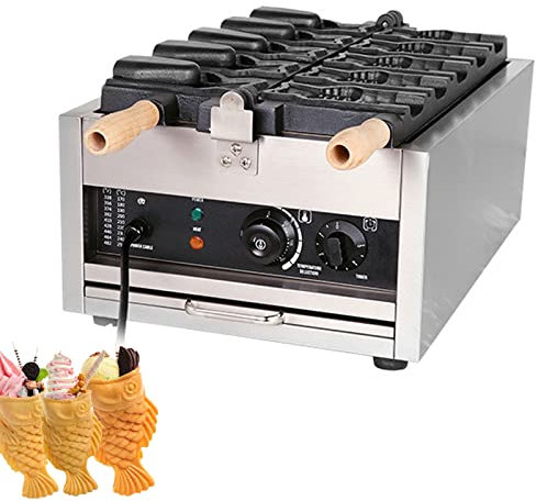 Taiyaki Fish Waffle Maker Iron, Machine à taiyaki électrique, embouteillage à Usage Commercial ou Waffle Cream Waffle, revêtement antiadhésif, Fabricant de taiyaki en Acier Inoxydable