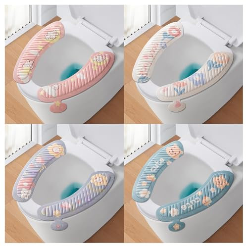 Funda Asientos De Inodoro,Bootoow 8 Piezas Tapa De Inodoro Almohadillas Eva Cojín De Asiento De Inodoro Suaves,Con Levantador De Tapa De Inodoro,Funda De Asiento Lavable Para Inodoro,Accesorio De Baño