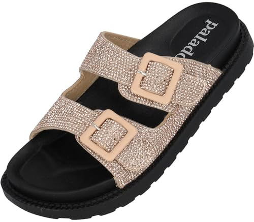 Palado Damen Plateau-Pantoletten Irisa – bequeme Sandalen - Hausschuhe mit Plateau-Sohle - modische Sommerschuhe