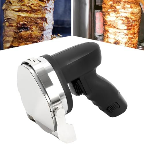 Atnhyruhd Couteau à kebab Shawarma - Rechargeable - Pour barbecue - Lame de barbecue - 80 W - Rechargeable et sans fil - Épaisseur : 0 à 8 mm