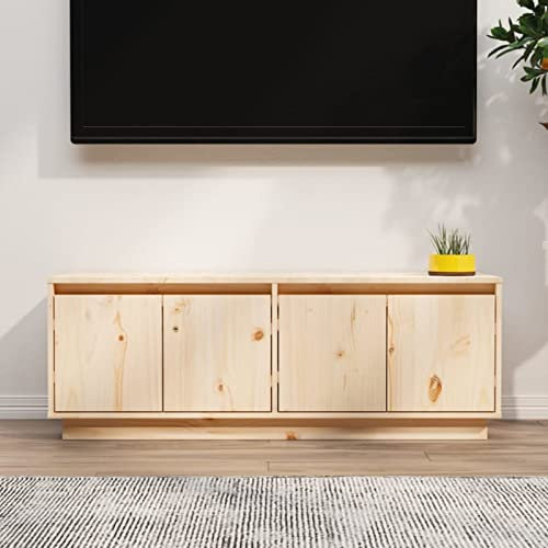 ShCuShan TV-Schrank 110x34x40 cm Massivholz Kiefer Fernseher Lowboard Fernseh Sideboard