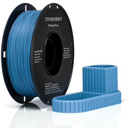 TINMORRY Glasfaser PETG Filament, hohe Schlagzähigkeit PETG-GF 3D Druck Filament, Haltbarkeit & Steifigkeit, perfekt kompatibel mit Bambu Lab FDM 3D Drucker, 1 KG 1 Spule, Frosted Blau