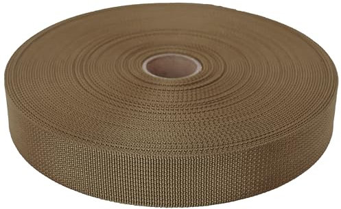 GM CLIMBING MIL-W-17337 Nylon-Gurtband, flach, MilSpecs, 544 kg, für taktische Güter, Rucksackgurte, Schlaufen, PALS MOLLE-Gurtband, Adapter, 2,5 cm x 30 m, Coyote-Braun