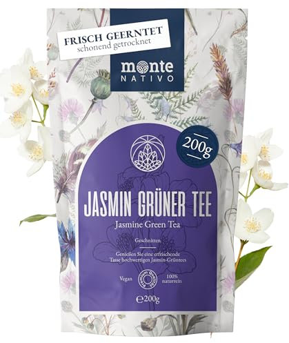 Tè al Gelsomino Monte Nativo (200 g) - Verde Essiccato Delicatamente - 100% Puro e Naturale - Ideale Come Tè alle Erbe o Regalo