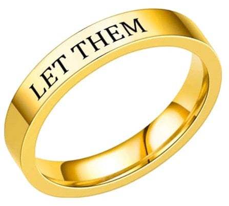 Spoon Rings for Women Let Them Ring Let Them Stainless Engraved Ring To Sorority Sisters Best Friends Inspirational Friendship Ring Motivational Friendship Jewelry Gift Love Ring (Gold, 10)