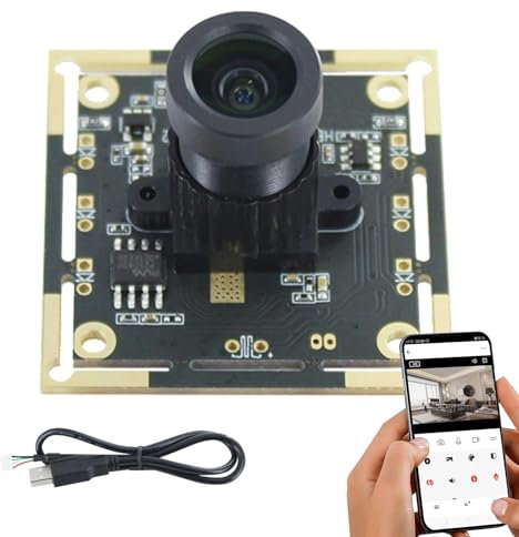 USB Security Camera Board Module, HD 720p Webcam with Manual Lens, 60 Degrees Wide Angle, USB 2.0 Output, Face Recognition & QR Code Scanning, External Infrareds Light Support, 3.8x3.8x2.45 cm