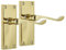 Brass Plated Scroll Door Handle Set - Victorian Style Internal & External Lever Door Handles with Backplate 118mm x 42mm Sets (1 Pair of Handles)