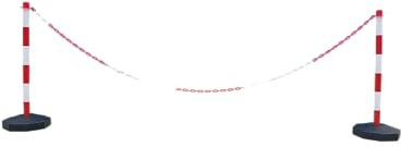 GC2-CH2.5 Pair of Plastic Posts with 2.5 m Plastic Chain (Red White, 2.5 m)