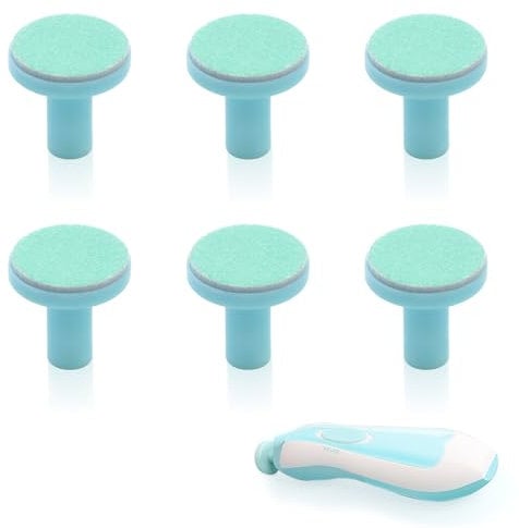 6PCS Baby Nail File Electric Replacement Pads, Sky Blue Baby Nail Trimmer Replace Pads Kit, Baby Nail Kit Grinding Heads Polish Disc Suitable for 6 Months Up