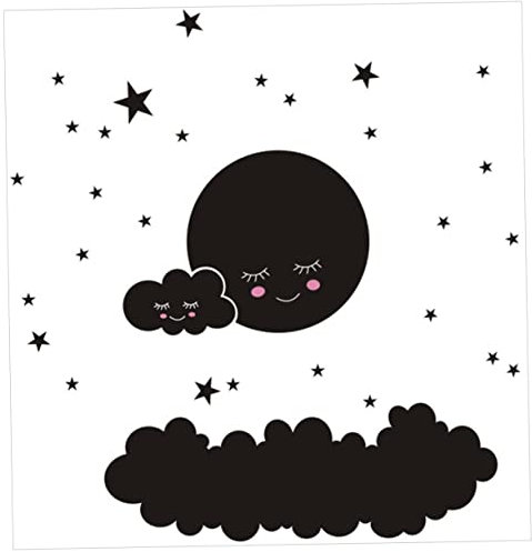 Kinderzimmer Wandtattoo Satz mit Mond, Wolken und Sternen aus Pvc