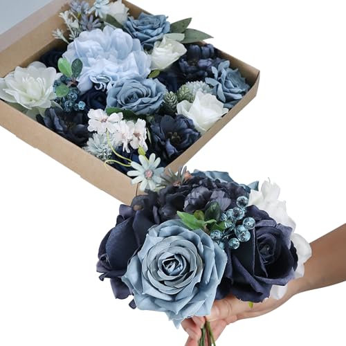 BeauFairy Fiori Artificiali, Scatola Set Fiore Rose Finte Schiuma, Schiuma Teste di Rose con Foglia e Gambo Regolabile, per DIY Matrimoni Mazzi Nuziale Festa Casa Stanza Decorazioni, 001