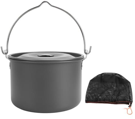 Luocute Campingtopf-Kochgeschirr, 8,7 X 5,3 Zoll, Tragbarer Kochtopf für Outdoor-Camping, Wandern, Aluminiumlegierung, Antihaftbeschichtet, Multifunktionaler, Hitzebeständiger -Hängetopf