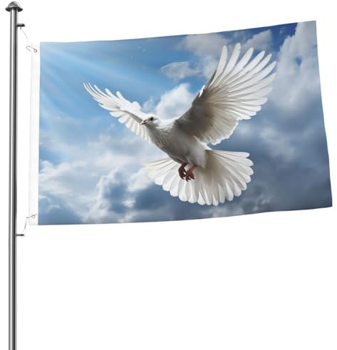 Strapazierfähige Outdoor-Flagge, 90 x 60 cm, doppelseitige Gartenflaggen, lichtbeständig, Flaggen für den Außenbereich, Frieden, Taube, Willkommensflagge, Urlaubsbanner für Party, Haus