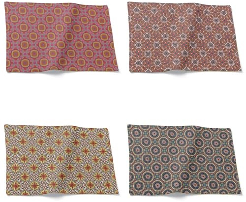 CEVAN Leinen Platzsets Naturmaterial Tischdeko Blumen Retro-Muster 4er Set, Platzset Tisch Garten Tisch Set XXL Umweltfreundliches Leinen Für Nachhaltige Heimdekoration, 32x42cm
