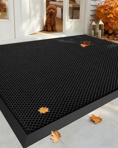 COLOR&GEOMETRY Fußmatte außen 90x150 cm, Schwarz, Schmutzfangmatte | extrem rutschfeste langlebig Fußabtreter außenbereich, robust Fussmatte Aussen wasserdichte Türmatte für die Haustür