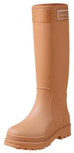 Stivali di gomma da donna per festival, colorati, antiscivolo, per esterni, impermeabili, in gomma, leggeri, da giardino, comodi stivali da pioggia, marrone, 35 EU