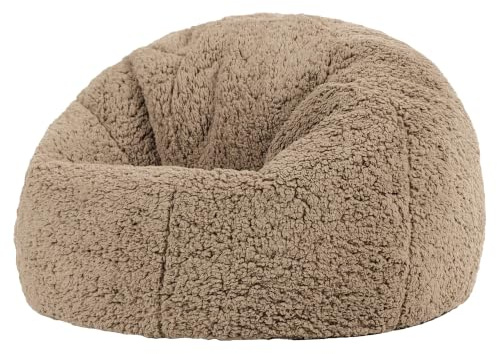 icon Kingston Large Fleece Kids Bean Bag with Filling Included, Brown | Made in the UK, Kids Beanbag, Comfy Chair, Childrens Chair, Soft Plush Fabric, For Bedroom or Playroom