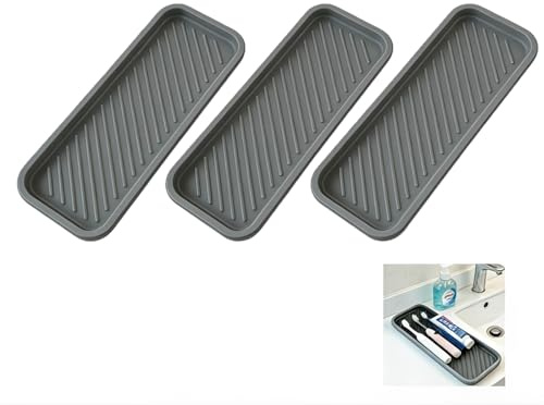 Lot de 3 Porte Eponge Silicone, Organisateur Évier Silicone Cuisine Organisateur de Salle de Bain Antidérapant Rangement Savon Tapis D'égouttage pour Distributeur de Savon Salle de Bain Accessoires