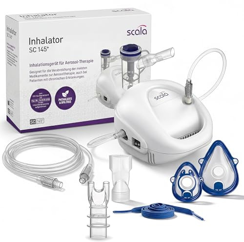 scala SC 145 Plus Inhalator, Inhalationsgerät für Erwachsene & Kinder, Inhalator Vernebler mit Kompressor für obere & untere Atemwege