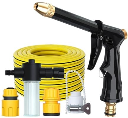 a Presión Portátil - Herramienta Manual Potente con Botella Pulverizadora y Manguera de Conexión,Limpiador de Agua a Presión - para aceras, Patios, Caminos, Puertas, Bancos, Muebles,