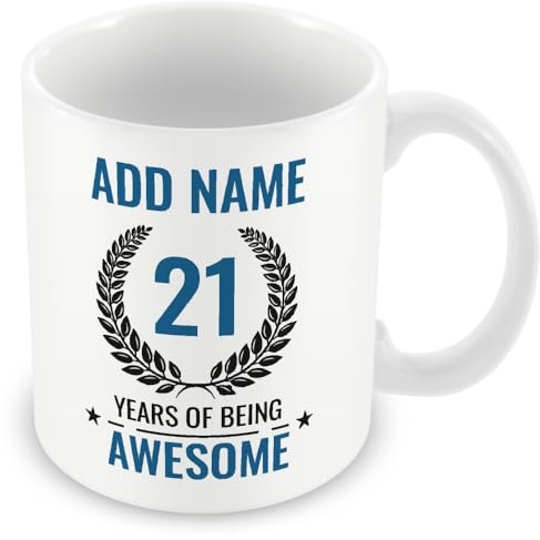 Personalised 21st Birthday Mug for Men, Funny Novelty Gift Idea | 21st birthday gifts for men - best friend, brother, gift for him, cool - 21 Years of Being Awesome personalised keepsake