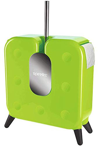 Spirella Cube Design WC Bürste Garnitur mit Rollenhalter und Aufbewahrung für 7 Ersatzrollen Grün