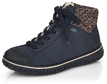 Rieker Mujer Zapatillas Z4243, señora Zapatillas Bajas,Repelente,riekerTEX,Zapato con cordón,Zapato Deportivo,cordón,Azul (Blau Kombi / 14),37 EU / 4 UK