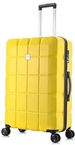 ATX Luggage Suitcase Large on 4 Dual Spinner Wheels Super Lightweight ABS Hard Shell Hold Check in with Built-in TSA Lock (Yellow, 110Liter)