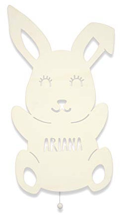 HeLLo mini Nachtlicht Hannes der Hase Kinderzimmer-Lampe/Tauf-Geschenk oder zur Geburt/Personalisiert mit Wunsch-Name für Mädchen oder Jungen Kinderlampe Babyzimmer Stilleuchte [Energieklasse A++]