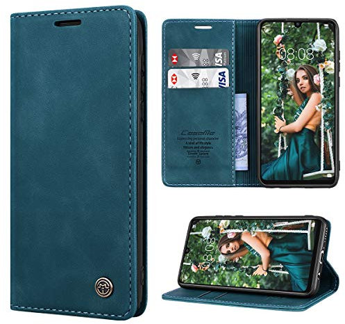 RuiPower Cover per Huawei P30 Lite Pelle Premium Custodia Portafoglio Magnetica Flip con Silicone Bumper Cover Libro Compatibile con Huawei P30 Lite/ P30 Lite New Edition - Blu-Verde