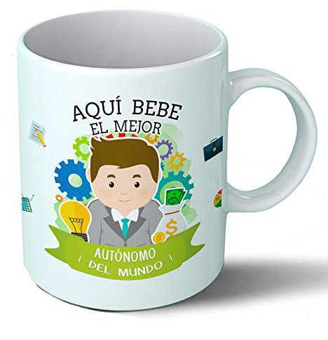 Planetacase - Taza Autónomo - Regalo Original Autónomos - Cerámica 330 mL - Taza Desayuno Apta para Microondas y Lavavajillas - Resistente a Lavados
