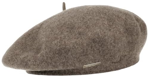 Seeberger Damenbaske Schurwolle Baskenmütze Wollbaske Winterbaske Schurwollmütze (One Size - Taupe)