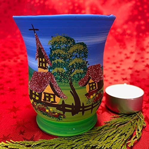 Generisch Windlicht Hurricane Medium Leuchtglas Teelichthalter Glas Handarbeit Lauscha, Sommer