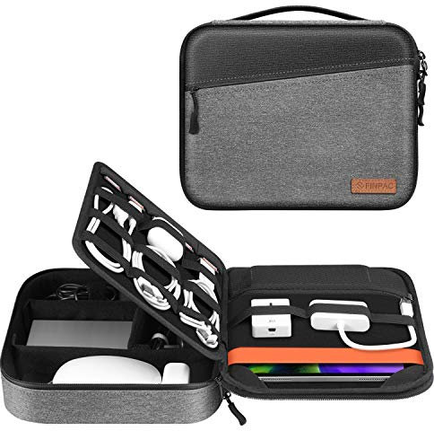 FINTIE Borsa Accessori Elettronica, 11 Pollici Tablet Custodia per 10.9 iPad Air 5/4|11 iPad Pro|10.2 iPad|9.7 iPad, Organizzatore Portatile da Trasporto per Cavi|Caricabatterie|USB|Adattatore