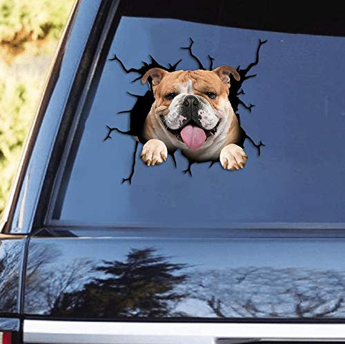 Ocean Gift Englische Bulldogge Auto Aufkleber, Hund Auto Aufkleber 2 Stück - Realistische Englische Bulldogge Aufkleber für Autofenster, Wände Serie 87 Größe 25,4 cm x 25,4 cm