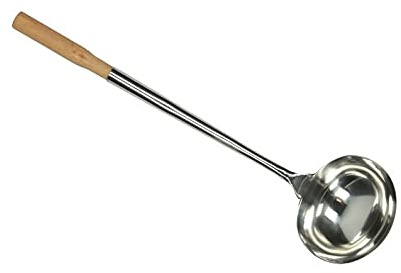 Wok Kelle 175ml Edelstahl Holzgriff Woklöffel Wok-Kelle Schöpfkelle 11 x 43cm