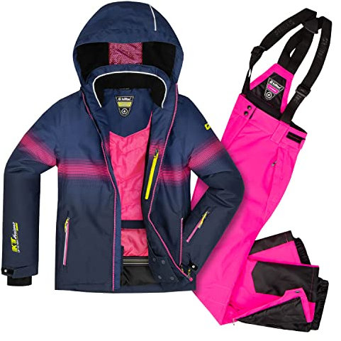 Killtec Mädchen Skianzug Größe 176 aus Skijacke Glenshee dunkelnavy und Skihose Nadiana pink schwarz