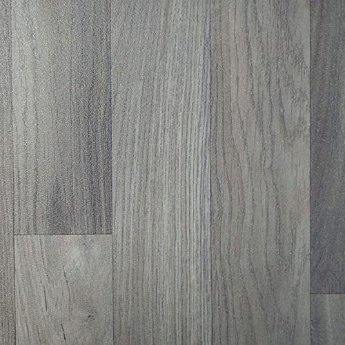 Mega Flooring UK Grey Wood Effect Non Slip Lino Home Office Kitchen Bedroom Bathroom Modern Design 2M 3M 4M wide Vinyl Flooring (3WX3.5L(9''9X11''5), 594CW)