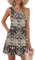 AUSELILY Boho Kleid Damen Kurz Urlaub Midi Ärmellos Swing Sommerkleid Mit Taschen Boho Schwarz,L