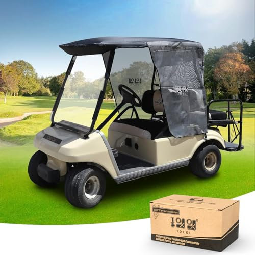 10L0L Sonnenabdeckung für Golfwagen, passend für Club Auto DS 2 Personen, hochwertiges UV-Hitzeblocking, Polyester-Netzgewebe, Schwarz/Grau