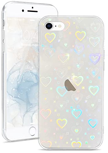L-FADNUT Kompatibel mit iPhone 7/iPhone 8/iPhone SE2020/iPhone SE2022 Hülle, Glitzer Herz Muster Handyhülle Glatt Weich TPU Silikon Schutzhülle Aesthetic Phone Case für iPhone 7/8/SE2020/2022