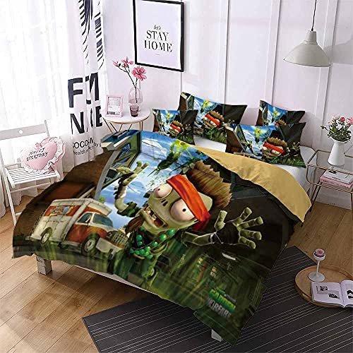 LISaINmAy Plants Vs Zombies 3 Pieces Bedding Set with 2 Pillowcases Duvet Cover with Zipper Closure Prevent Allergy (Double(200x200cm),Style 06)