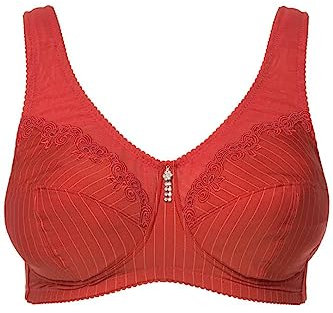 Ulla Popken Damen Entlastungs-BH, ohne Bügel, Strassanhänger, Cup C - G BRA, karminrot, 100G