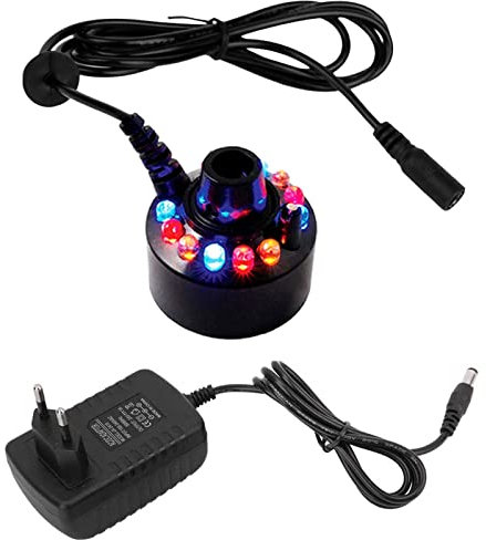 XUJAIOLQP Mini Mist Maker 12 LED Mister Fogger Water Fountain Pond Fog Machine Vaporisateur Humidificateur Fontaine D'intérieur Mister Foggers Parfait pour Halloween, Décoration de Noël