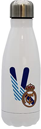 CYP Botella Personalizable Blanca de Acero 550ml Real Madrid, Unisex, Plata, Diseño Letra V