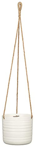Scheurich Cottage, Hängeampel aus Baumwolle Länge 56 cm & Keramik, Farbe: Soft Wool, 16,6 cm Durchmesser, 16,7 cm hoch, 2,6 l Vol.