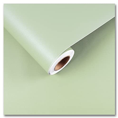 CRE8TIVE Papier peint vert sauge à coller et à décoller - 30,5 x 203,2 cm - Vert clair mat - Papier peint autocollant en vinyle pour comptoirs - Imperméable - Couleur unie - Amovible - Pour armoires