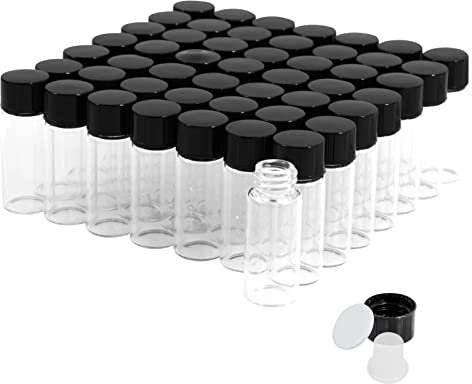 Fioles en verre de 4 ml avec bouchons à vis et bouchons en plastique, 1 Dram petites fioles d'échantillon de liquide transparentes, fioles anti-fuite, 50 pièces