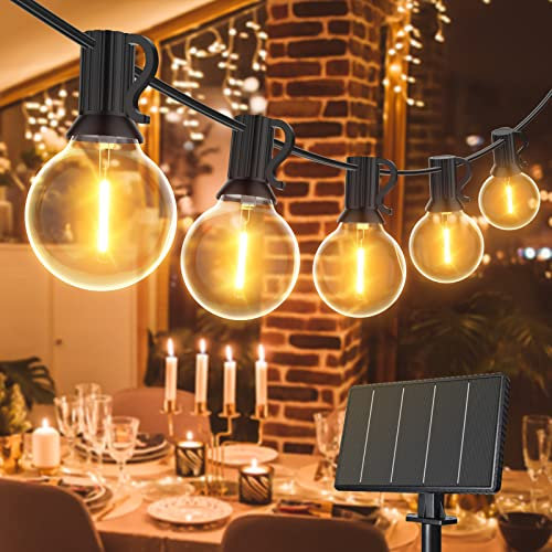LED Lichterkette Außen Solar, GLUROO 24M Lichterkette Glühbirne mit 4 Beleuchtungsmodi, 40+2 Birnen, Lichterkette Außen Strom Wasserdichte für Zuhause, Terrasse,Party