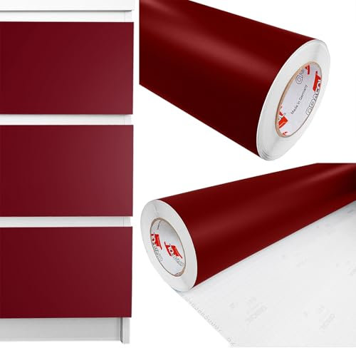 Möbelfolie selbstklebend 100x100 cm | Einfarbig Klebefolie für Möbel | Klebefolie Möbel - einfache Anwendung, ideal für die Renovierung von Küche oder Bad | Möbelfolie | Burgundrot Matt